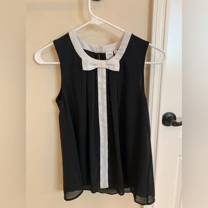 Twik Women's Sz. XS Black & Cream Sleeveless Bow Blouse